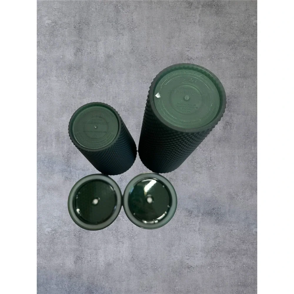 Starbucks Studded Tumbler Set 2 Venti Grande Texture Dark Green Matte Cold Cup